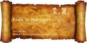 Koós Mariann névjegykártya