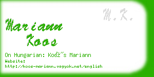 mariann koos business card